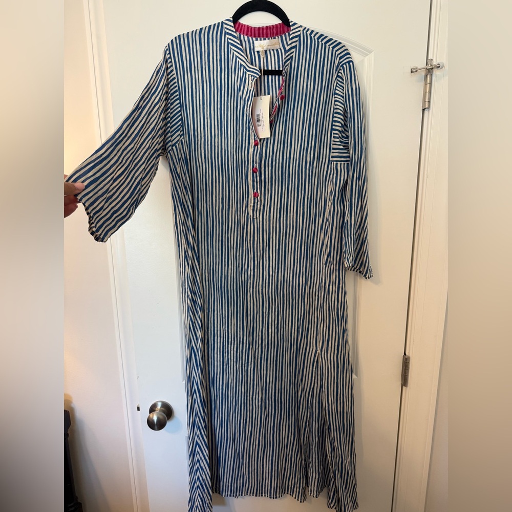 Natalie Martin Navy and White Long Sleeve Dress